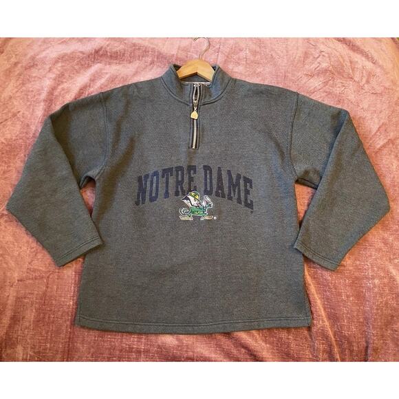 Vintage 90s Y2K Notre Dame Fighting Irish 1/4 zip Pullover Sweatshirt Sz M - Picture 2 of 7